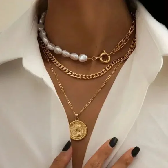 Layered Gold Necklace - Picture 1 of 4